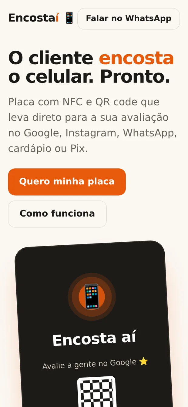 A página do Encostaí aberta no celular.